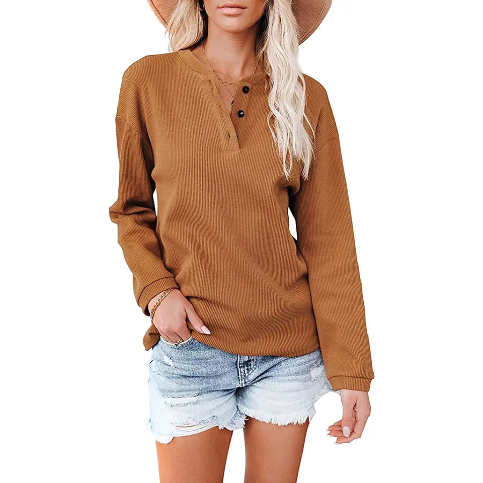 2024 Women's V Neck Long Sleeve Grey T-Shirt - Image 6