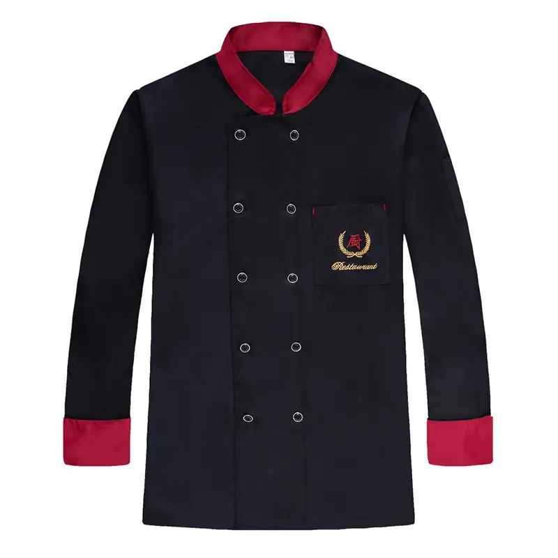 Men's Blue Chinese Restaurant Kitchen Chef Shirt Long Sleeve - Image 10