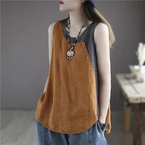 Plus Size Sleeveless Vests Round Neck Vest T-Shirt - Image 8