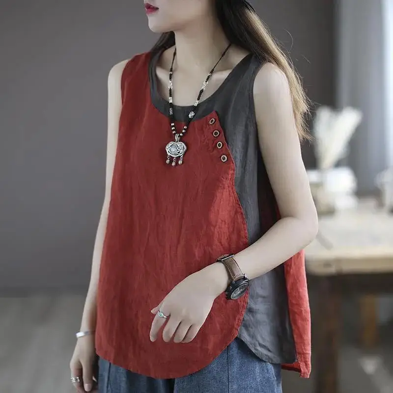Plus Size Sleeveless Vests Round Neck Vest T-Shirt - Image 10