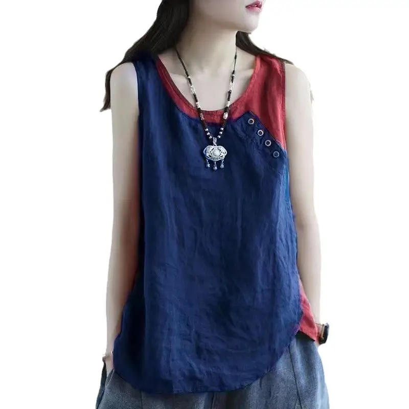 Plus Size Sleeveless Vests Round Neck Vest T-Shirt - Image 11