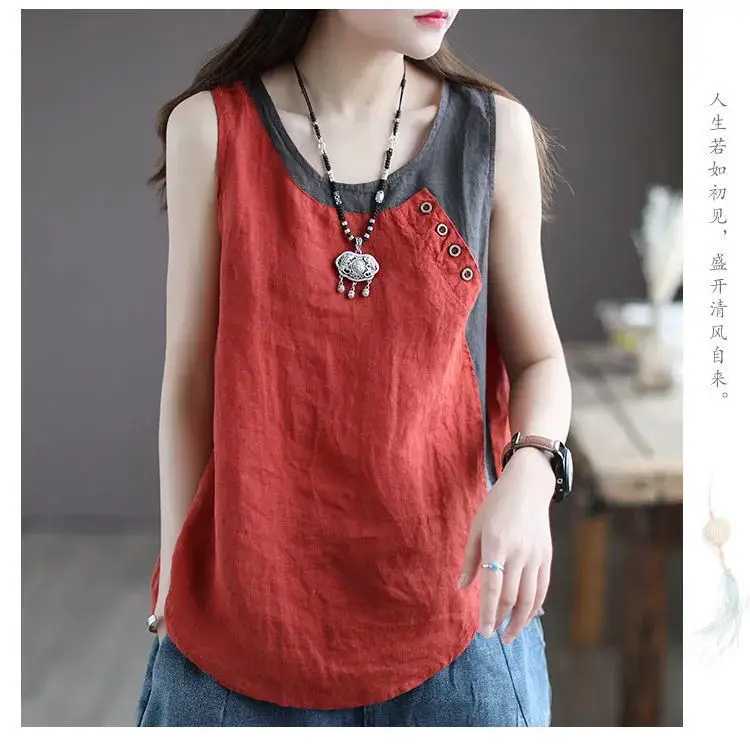 Plus Size Sleeveless Vests Round Neck Vest T-Shirt — feature 2