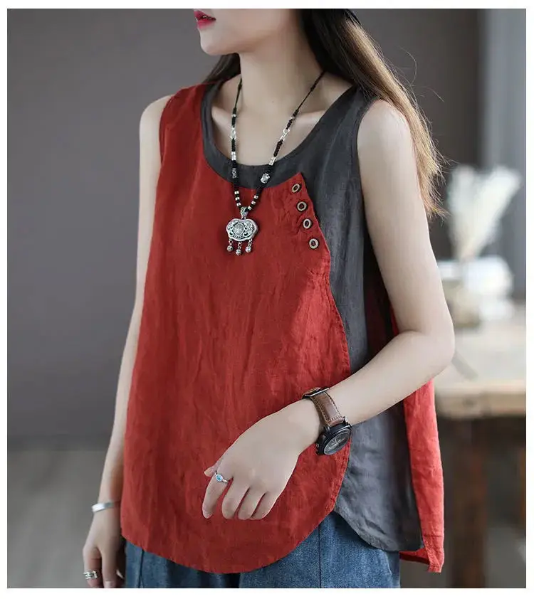 Plus Size Sleeveless Vests Round Neck Vest T-Shirt — feature 3