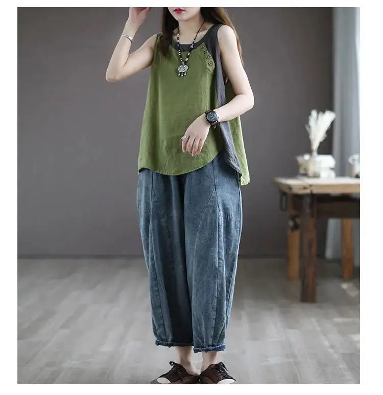 Plus Size Sleeveless Vests Round Neck Vest T-Shirt — feature 4