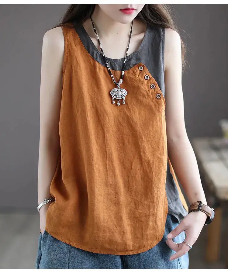 Plus Size Sleeveless Vests Round Neck Vest T-Shirt — feature 5