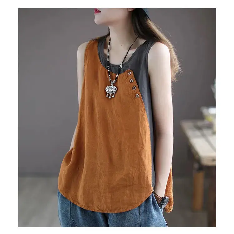 Plus Size Sleeveless Vests Round Neck Vest T-Shirt — feature 6