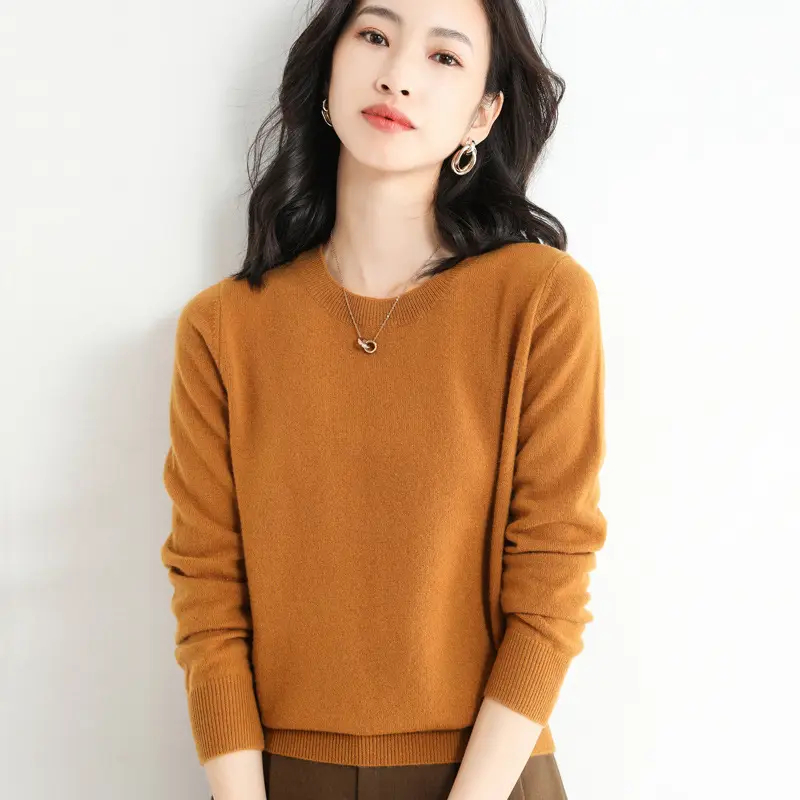 Women's 25 Autumn Knitted Low Collar Sweater Yellow