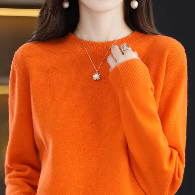 Women's 25 Autumn Knitted Low Collar Sweater Yellow