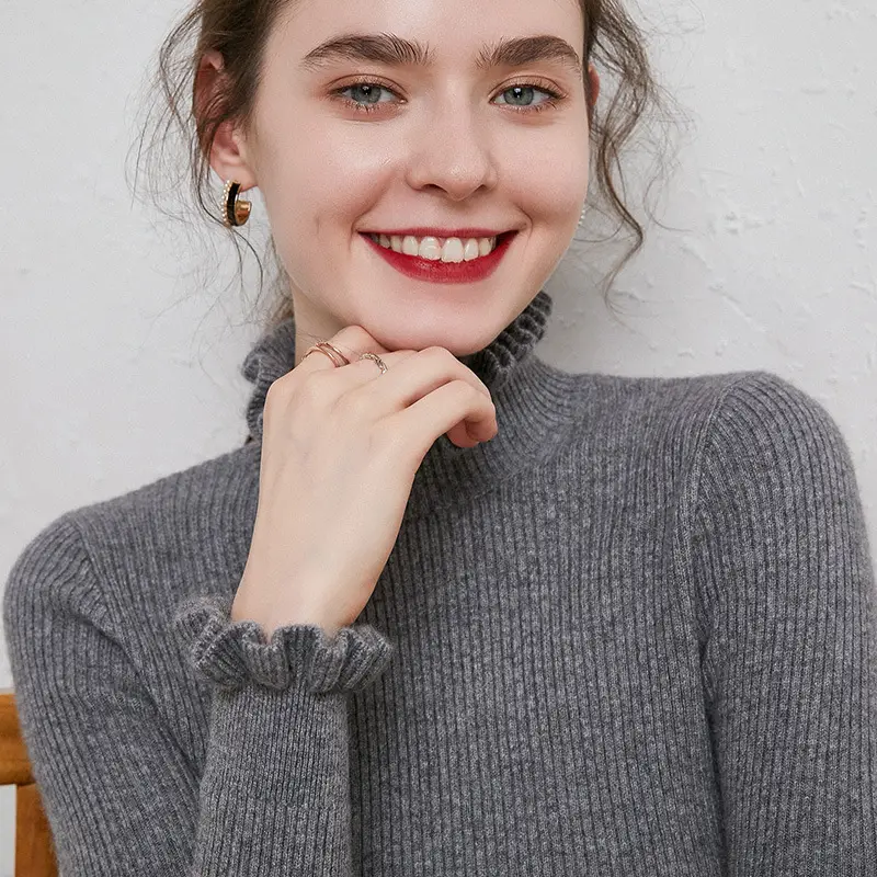 Women's Knit Sweater with Floral Collar Beige - Image 11