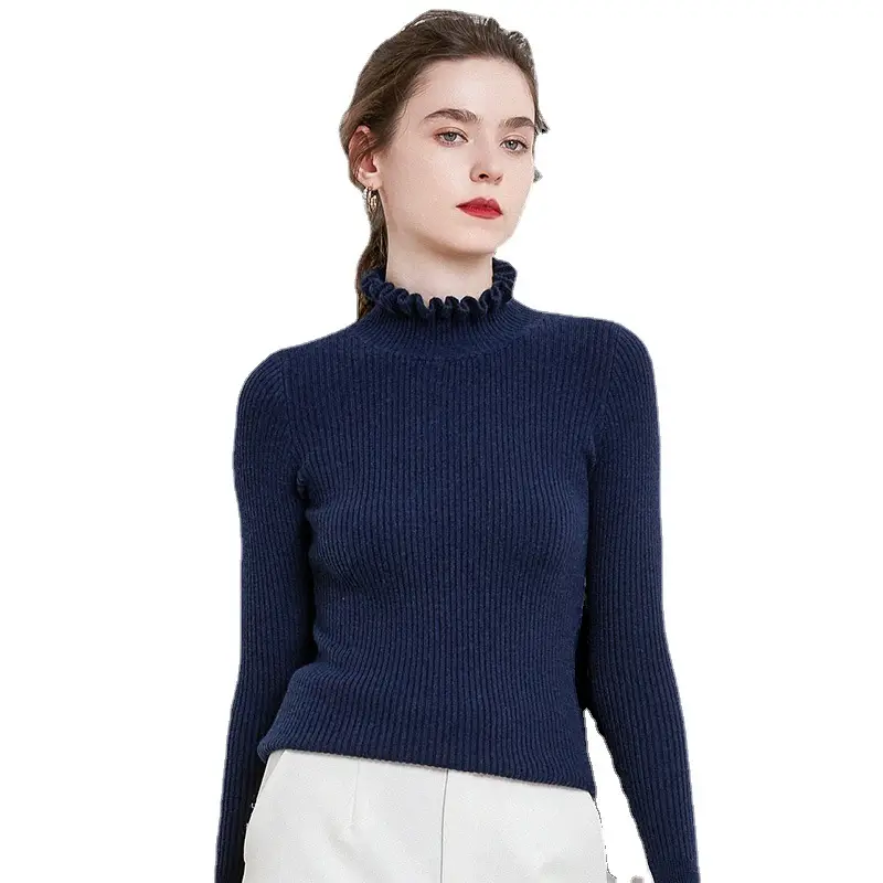 Women's Knit Sweater with Floral Collar Beige - Image 12