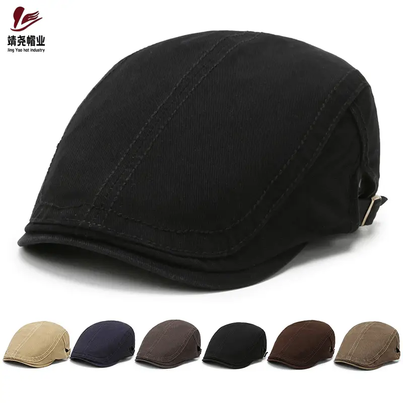 2021 New Men's Black Beret Cap Casual British Retro - Image 4