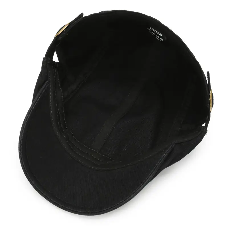 2021 New Men's Black Beret Cap Casual British Retro - Image 5
