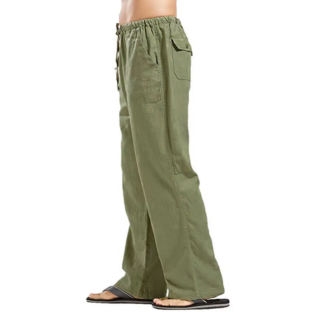 Cross-border AliExpress Amazon 2021 European and American Men's Linen Casual Pants Spring and Autumn Men's Cotton and Linen Casual Pants - Image 17