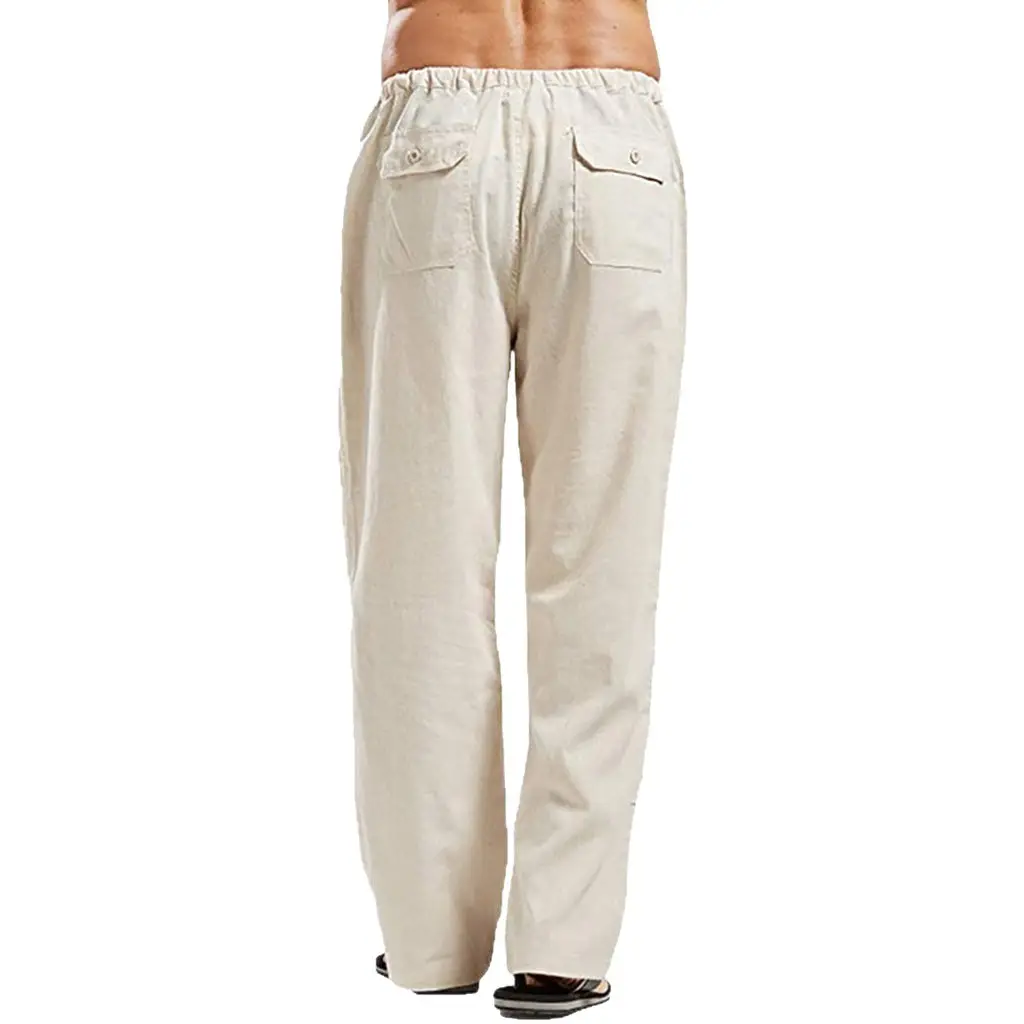 Cross-border AliExpress Amazon 2021 European and American Men's Linen Casual Pants Spring and Autumn Men's Cotton and Linen Casual Pants - Image 19