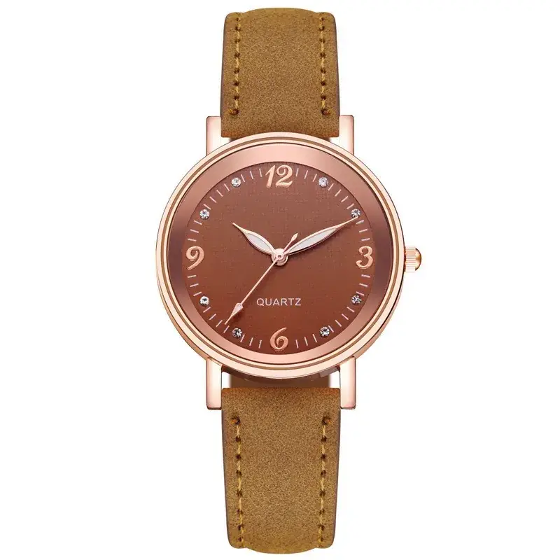 Women's Rose Gold Quartz Watch with White Leather Strap - Image 3