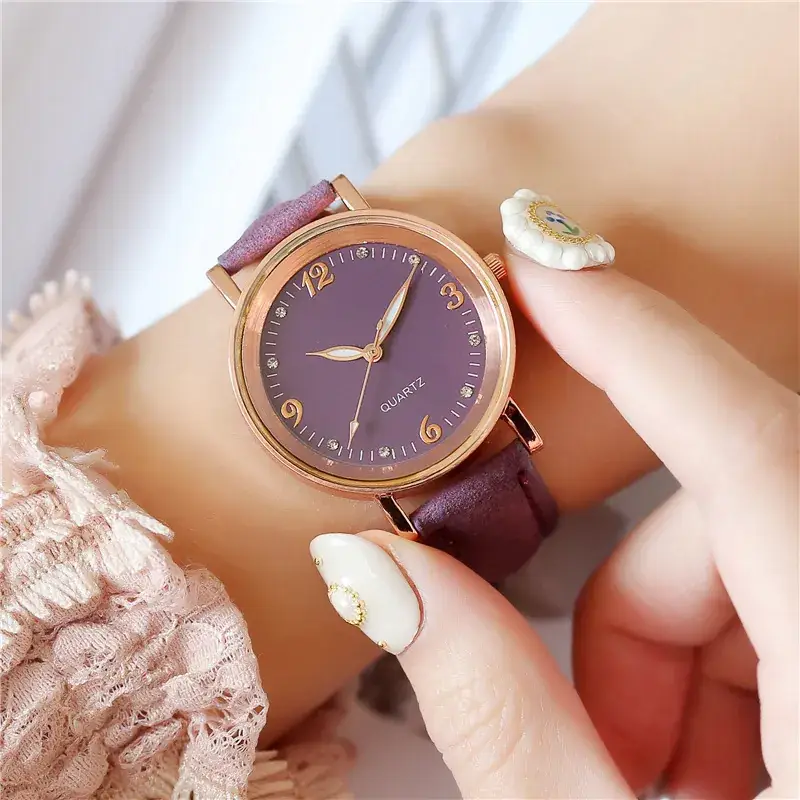 Women's Rose Gold Quartz Watch with White Leather Strap - Image 4