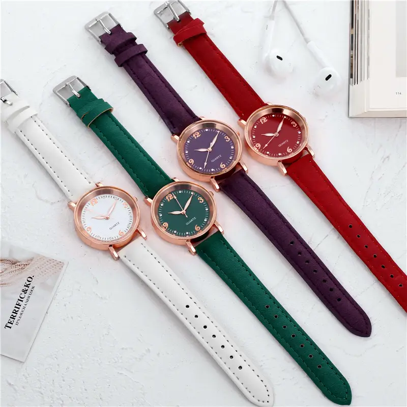 Women's Rose Gold Quartz Watch with White Leather Strap — feature 1