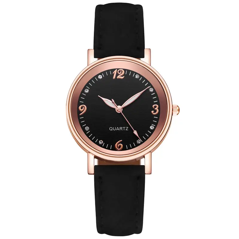 Women's Rose Gold Quartz Watch with White Leather Strap — feature 17