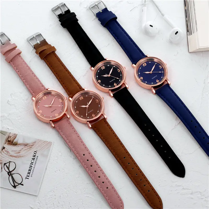 Women's Rose Gold Quartz Watch with White Leather Strap — feature 2