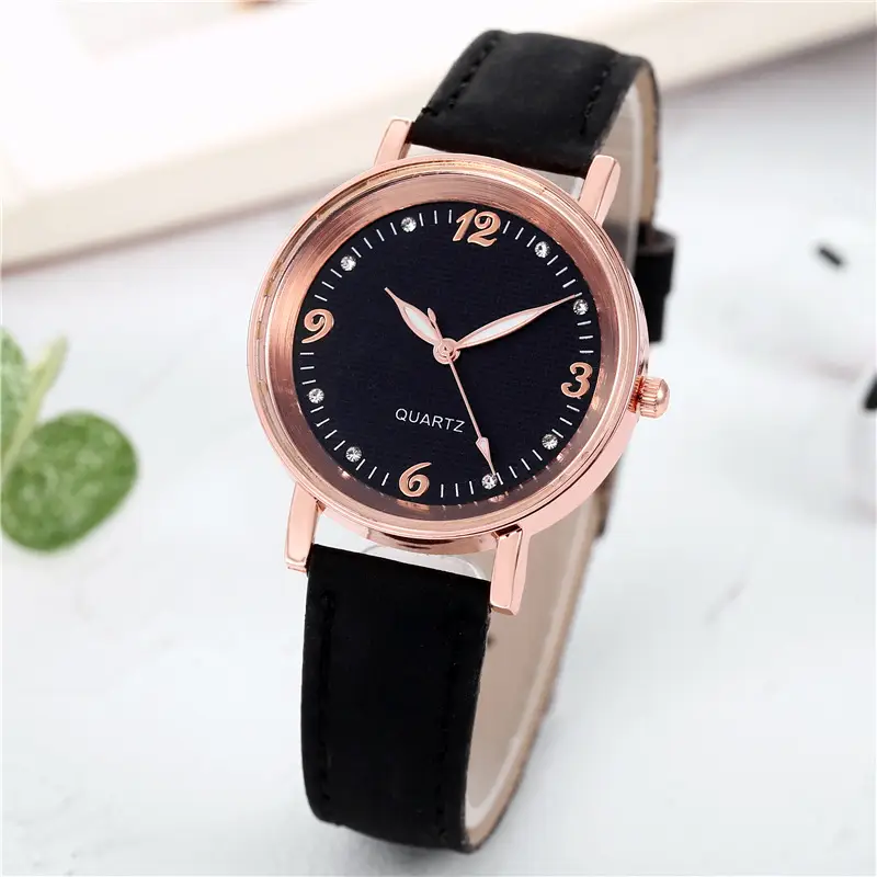 Women's Rose Gold Quartz Watch with White Leather Strap — feature 4