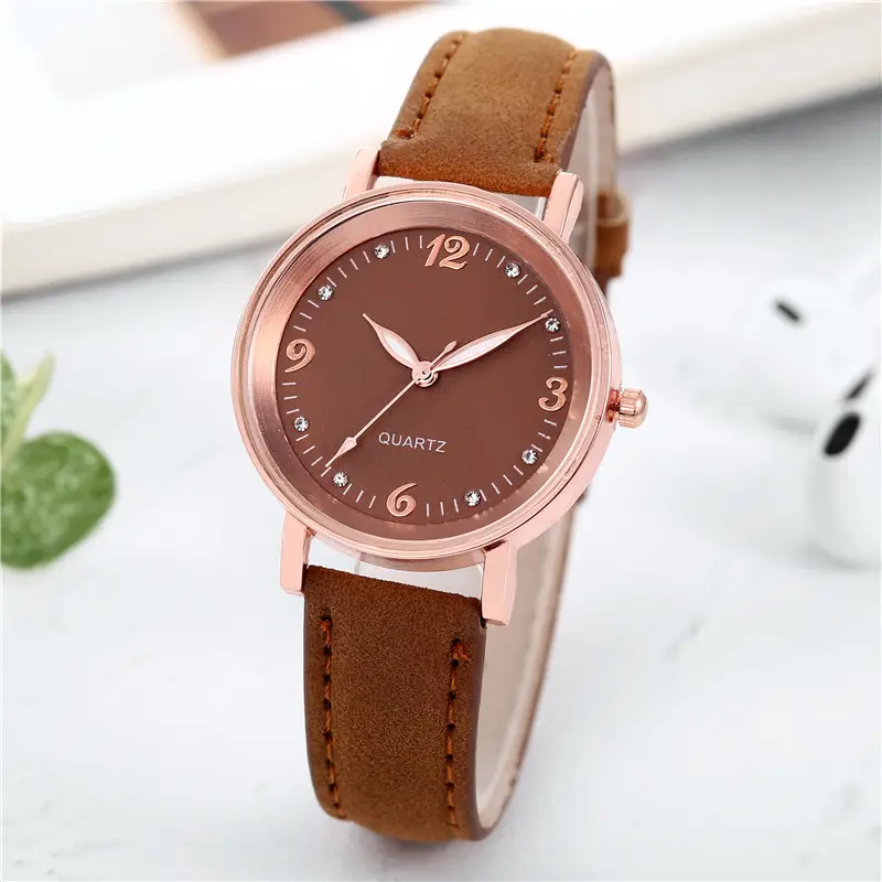 Women's Rose Gold Quartz Watch with White Leather Strap — feature 5