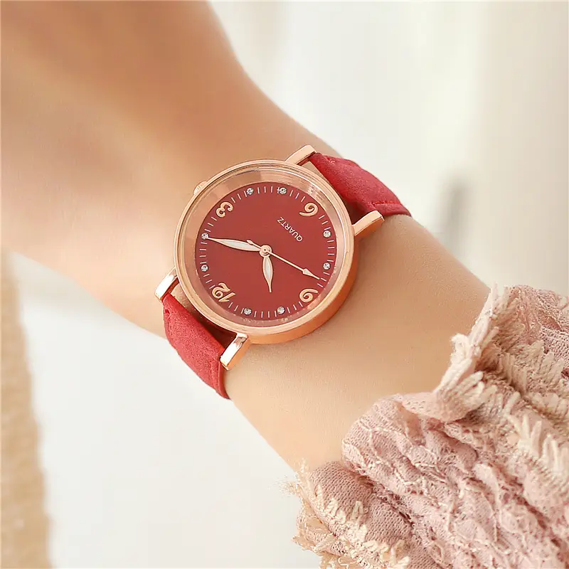 Women's Rose Gold Quartz Watch with White Leather Strap — feature 7
