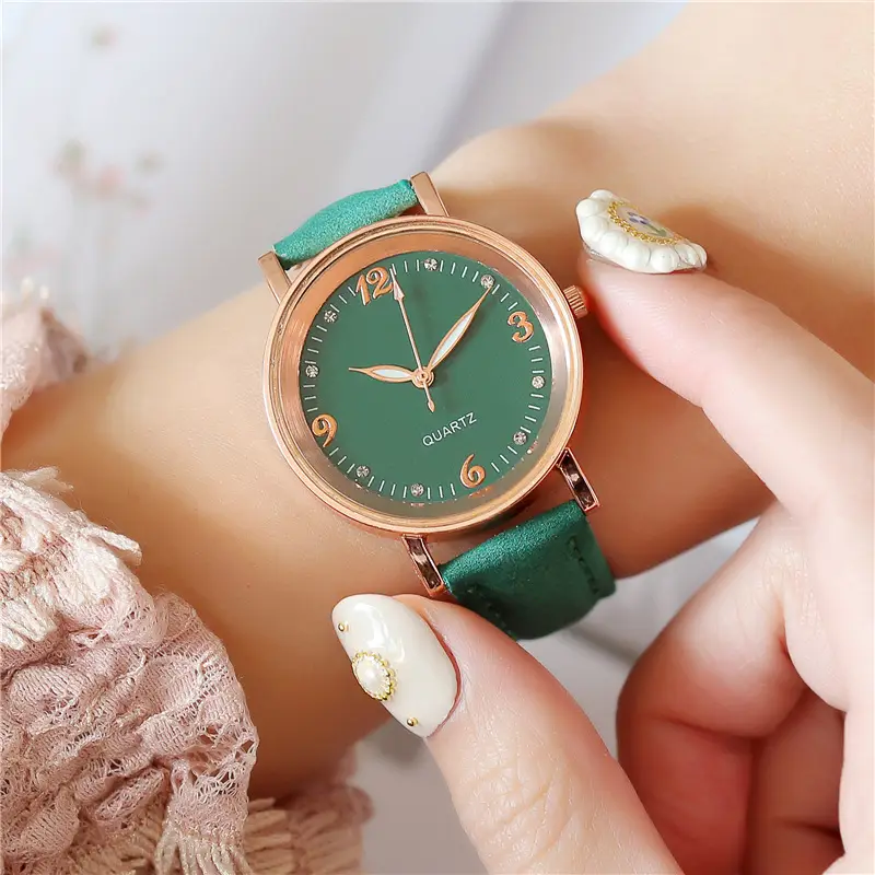 Women's Rose Gold Quartz Watch with White Leather Strap — feature 9