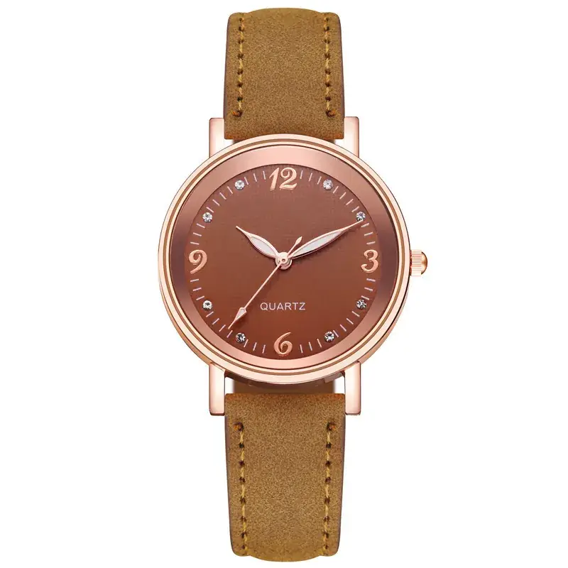 Women's Rose Gold Quartz Watch with White Leather Strap - Image 2