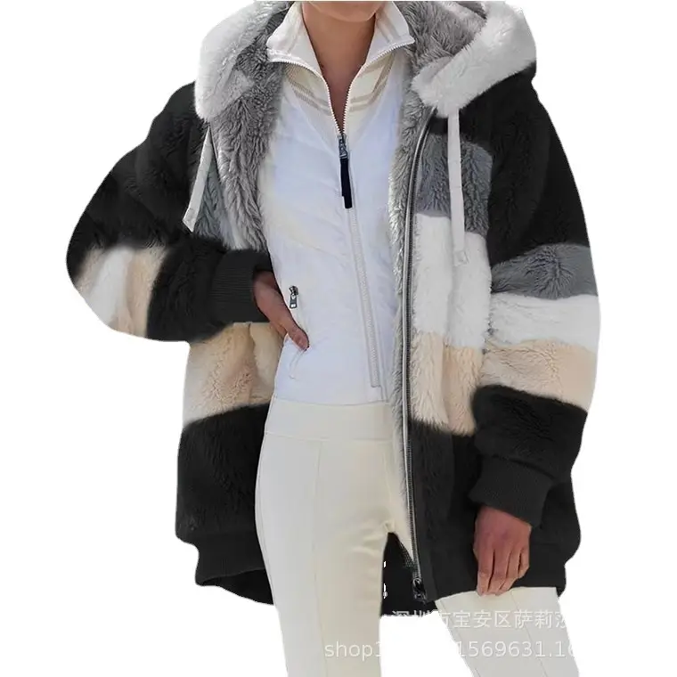 2023 Purple Plush Hooded Zipper Coat for Women - Image 10