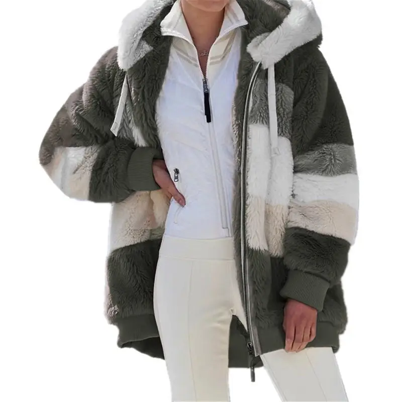 2023 Purple Plush Hooded Zipper Coat for Women - Image 5