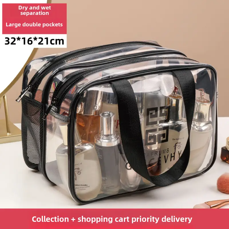 Transparent Cosmetic Bag Waterproof Large Capacity Travel Fitness Storage Bag - Image 3