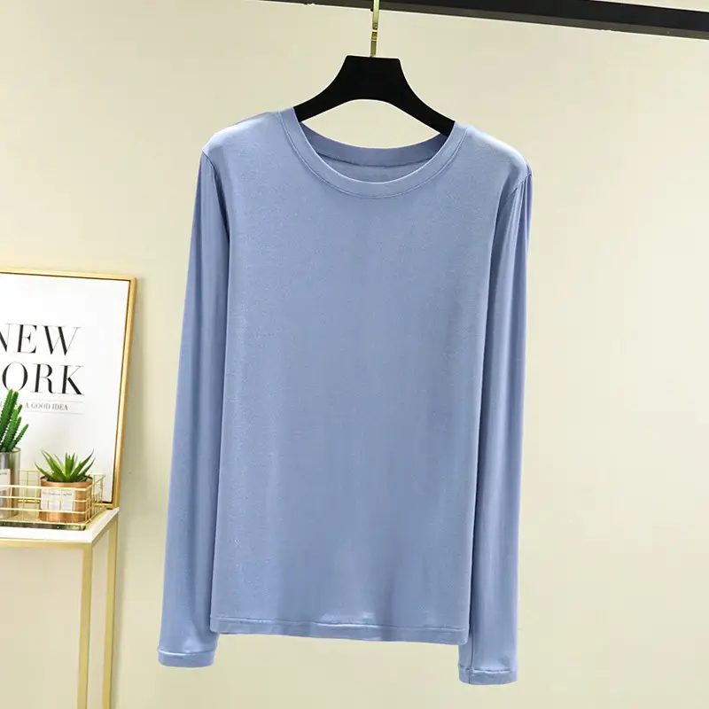 Women Grey Long Sleeve T-Shirt Slim Fit Round Neck — feature 11