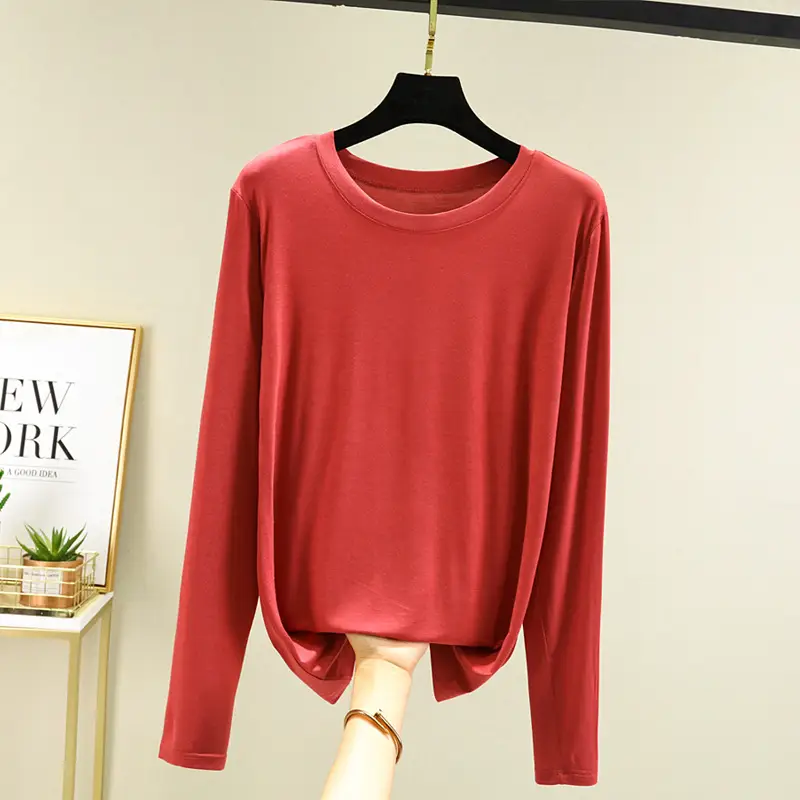 Women Grey Long Sleeve T-Shirt Slim Fit Round Neck - Image 10