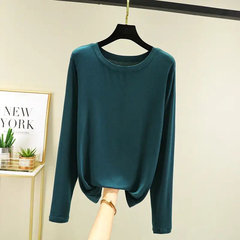 Women Grey Long Sleeve T-Shirt Slim Fit Round Neck - Image 5