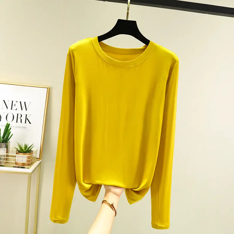 Women Grey Long Sleeve T-Shirt Slim Fit Round Neck - Image 6