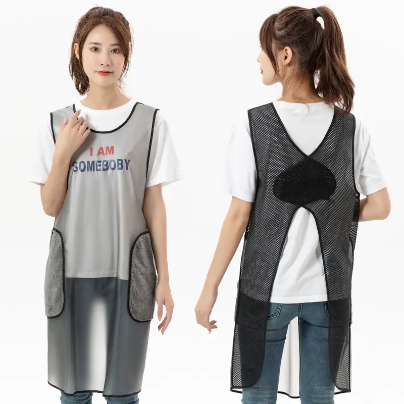 Women Apron Waterproof Oil-Proof Sleeveless Leather