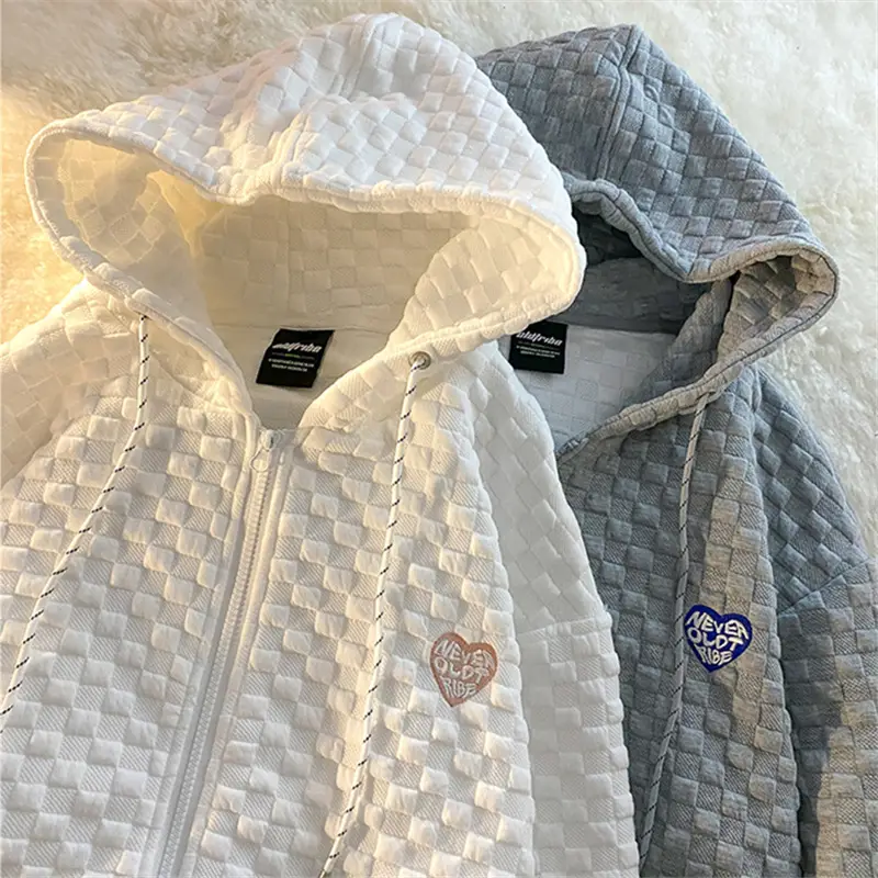 2022 Women's Early Autumn Waffle Hooded Zipper Cardigan - Image 4