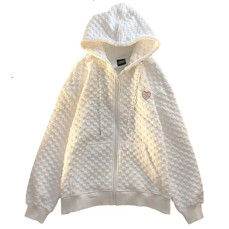 2022 Women's Early Autumn Waffle Hooded Zipper Cardigan - Image 7
