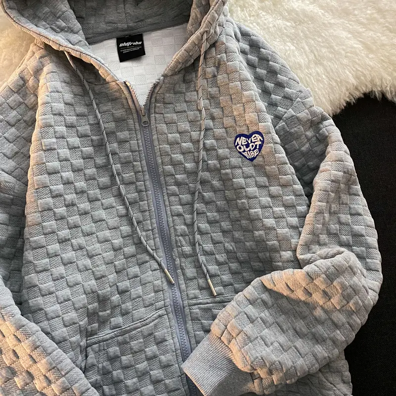2022 Women's Early Autumn Waffle Hooded Zipper Cardigan - Image 2