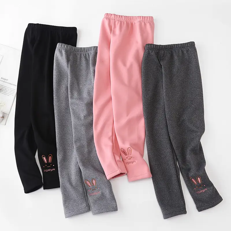 Pink Embroidered Velvet Leggings for Girls - Image 12