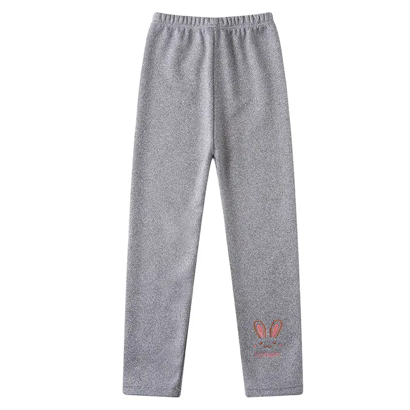 Pink Embroidered Velvet Leggings for Girls - Image 13