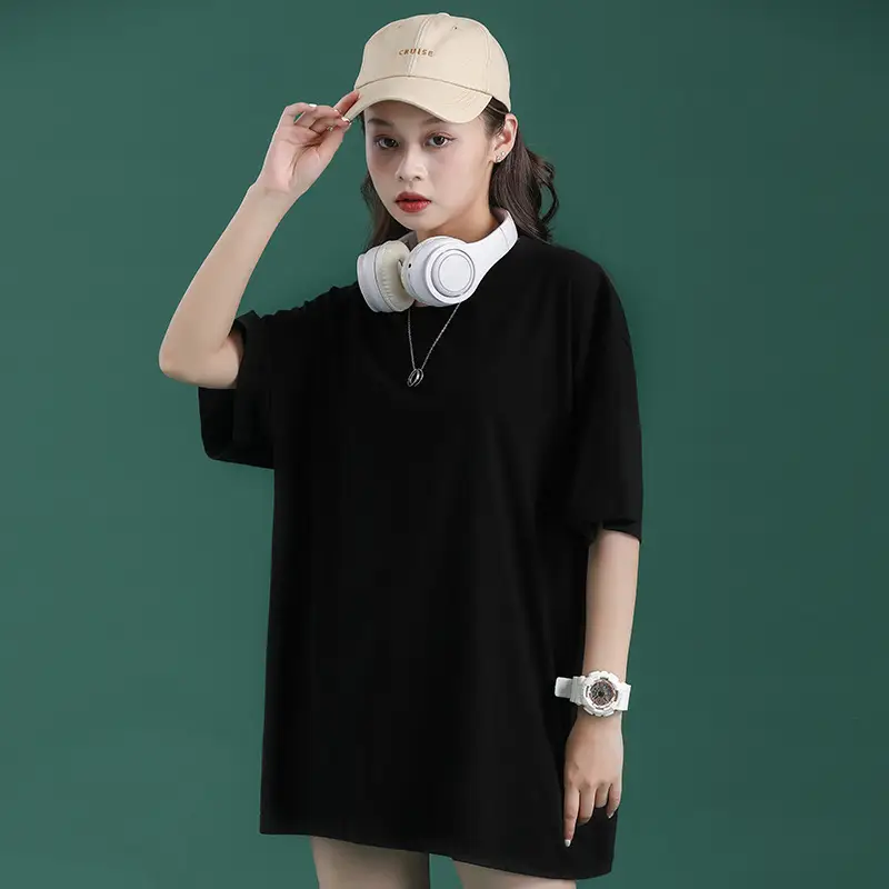 Women Loose Cotton T-Shirt Summer K-Style Oversize - Image 2