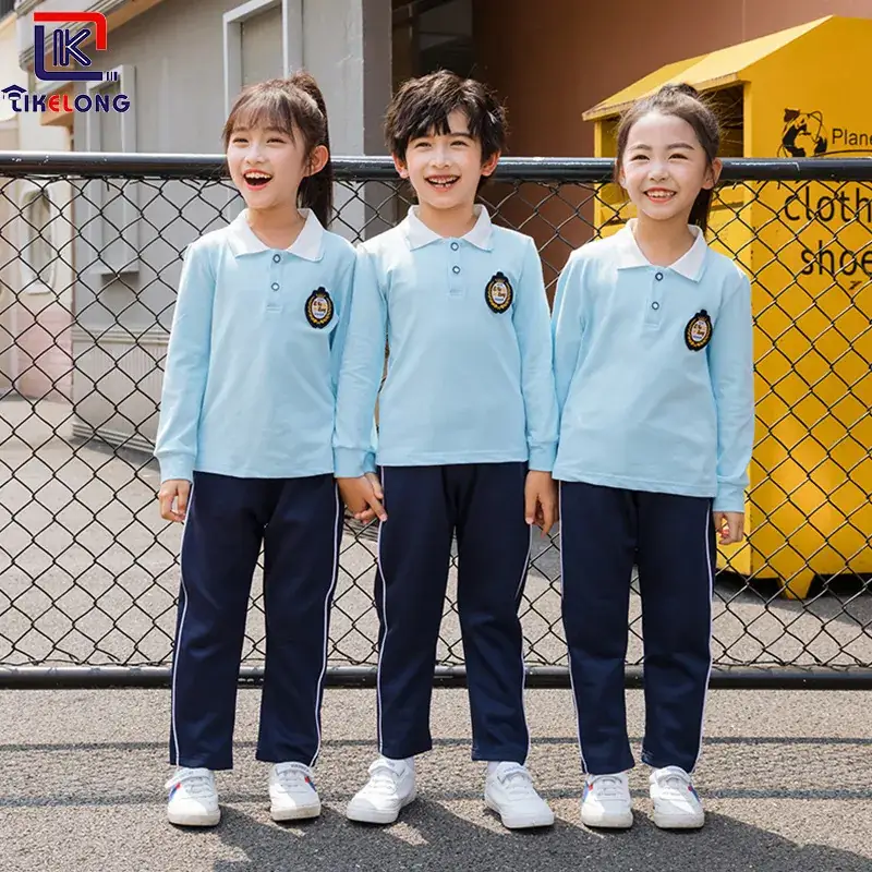 Children's Blue Light School T-Shirt Trouser Set Spring Autumn - Image 3
