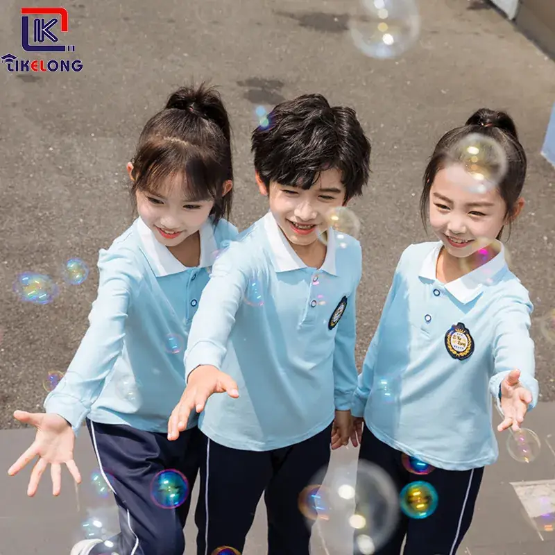 Children's Blue Light School T-Shirt Trouser Set Spring Autumn - Image 4