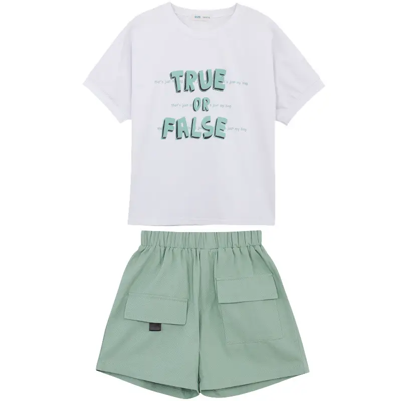 Girls White T-Shirt Pink Shorts Set Summer Casual Wear - Image 7