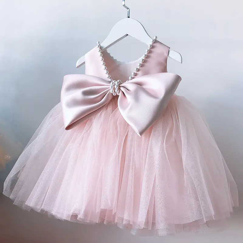 White Tulle Bow Dress for Girls Wedding Party Dress - Image 2