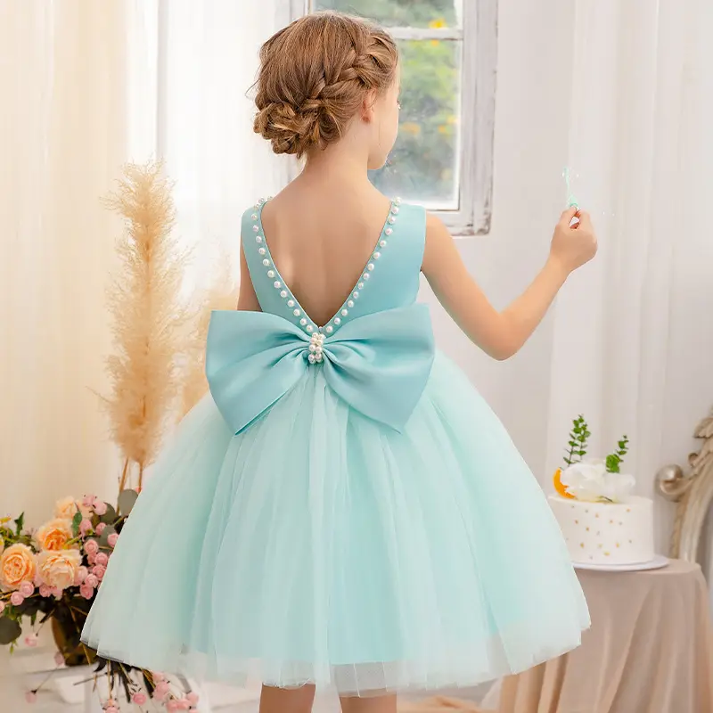 White Tulle Bow Dress for Girls Wedding Party Dress - Image 5