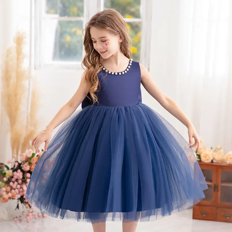 White Tulle Bow Dress for Girls Wedding Party Dress - Image 6