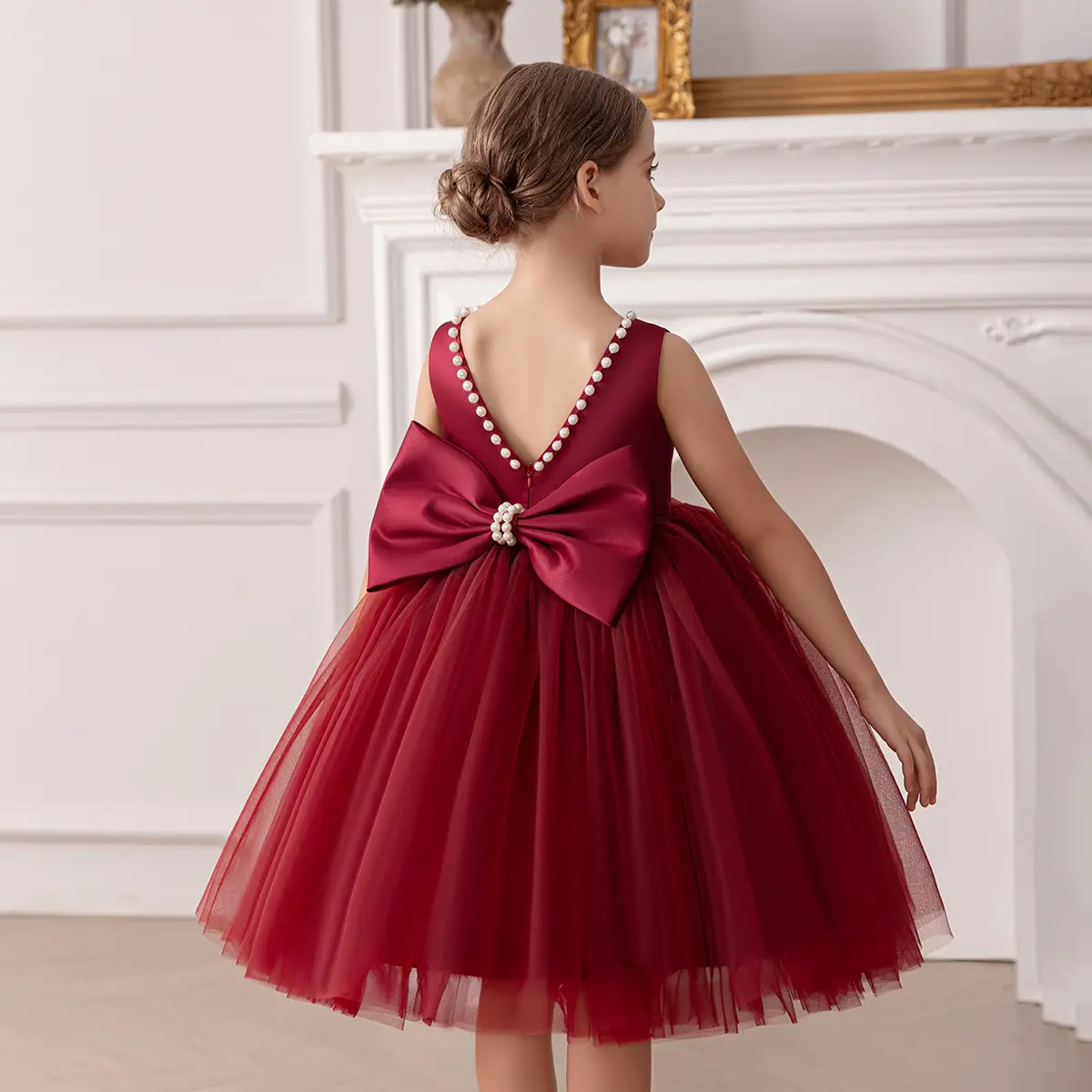 White Tulle Bow Dress for Girls Wedding Party Dress - Image 7