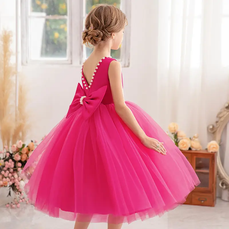 White Tulle Bow Dress for Girls Wedding Party Dress - Image 8